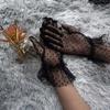 Stretchy Lotus Leaf Driving Full Finger Lace Gloves Polka Dot Gloves Women Lace Gloves Korean Style