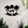 Flamingo Palm Tree Metal Wall Art Modern Tropical Sunset Sign Mural Home Room Patio Yard Indoor Outdoor Decor Gift Boho Farmhouse Hanging Ornament