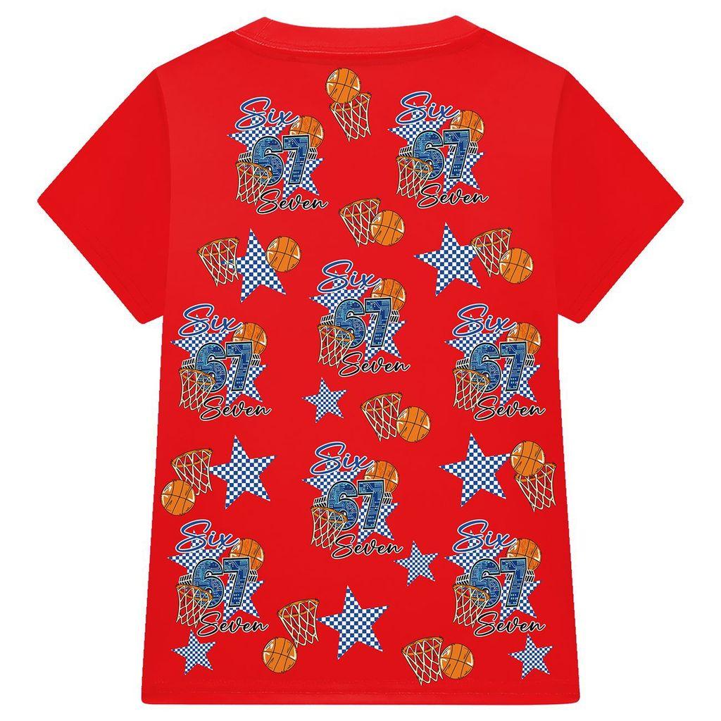 3341 Multi-color Kids Boy Girl Brainrot 67 Print T-Shirt Top