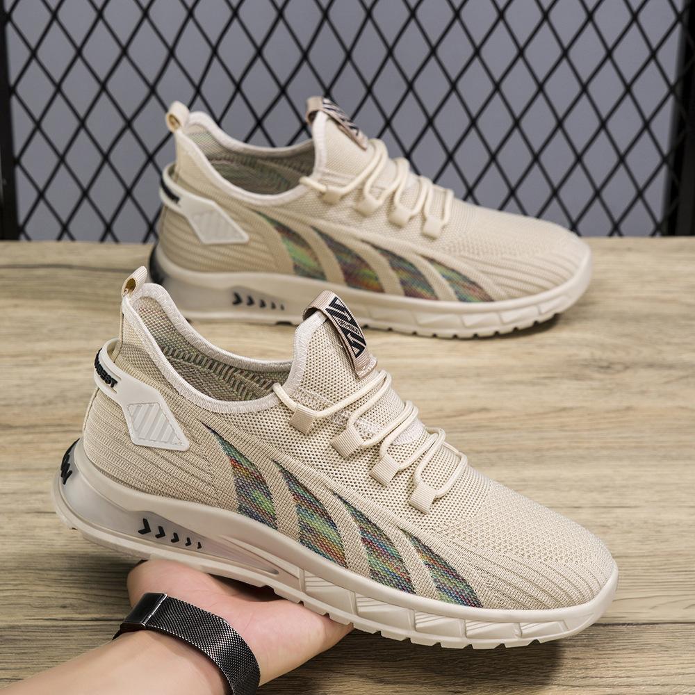 39-48 Large Size Men's Shoes New 2025 Spring and Summer Flying Weaving Breathable Coconut Shoes Fashion Lace-Up Sneakers Men's