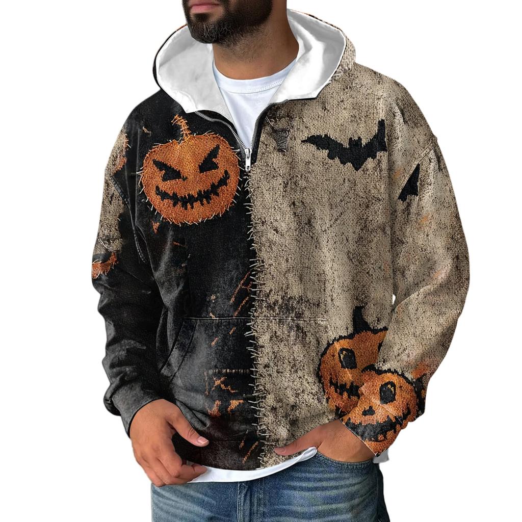 Men Zipper With Pockets  Vintage Hoodies Casual Sweatshirts Lightweight