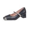 French Mary Jane single shoes women's thick heel 2025 new spring and summer women's shoes temperament black with skirt evening shoes