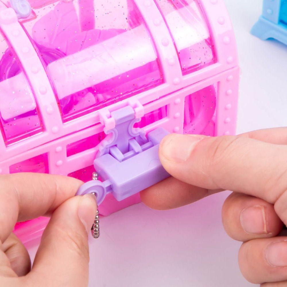 With Lock Cute Makeup Box Pink/Purple Treasure Chest Mini Box Kids Jewelry Box Kids Toy