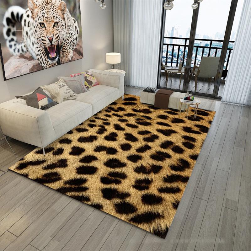 2D Leopard Giraffe Print Rug Non-Slip Animal Pattern Floor Mat Modern Home Decorative Carpet for Bedroom Living Room