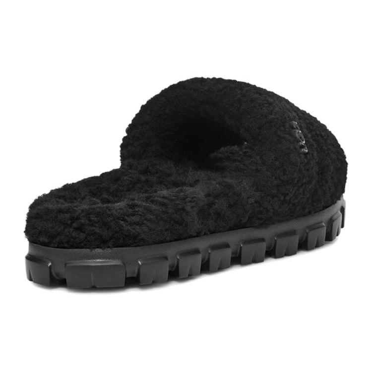 (WMNS) UGG Cozetta Curly Slide 'Black' Women's 1130838-BLK