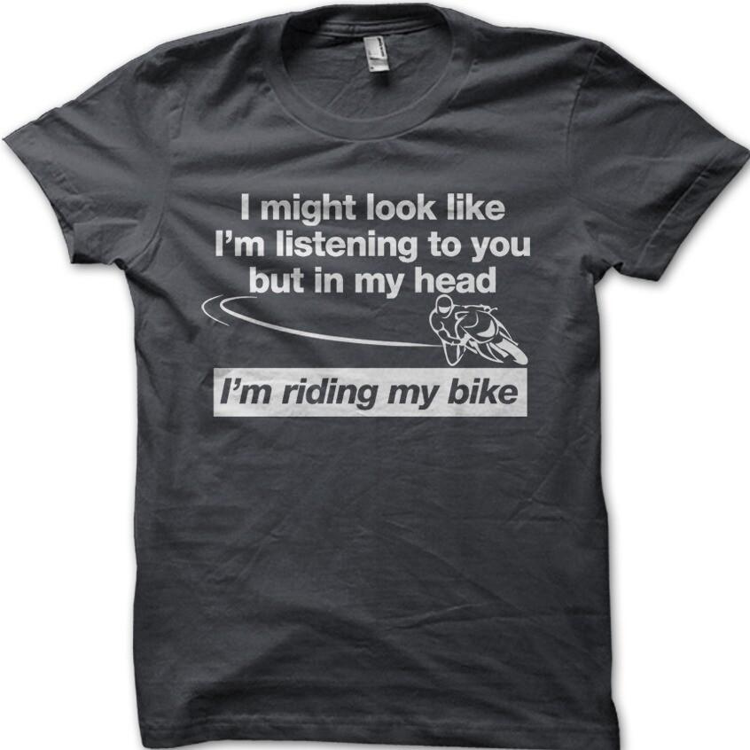 BIKER Motorcyclist In My Head I m Riding My Bike Dad Birthday Funny t-shirt 9099 S разноцветный