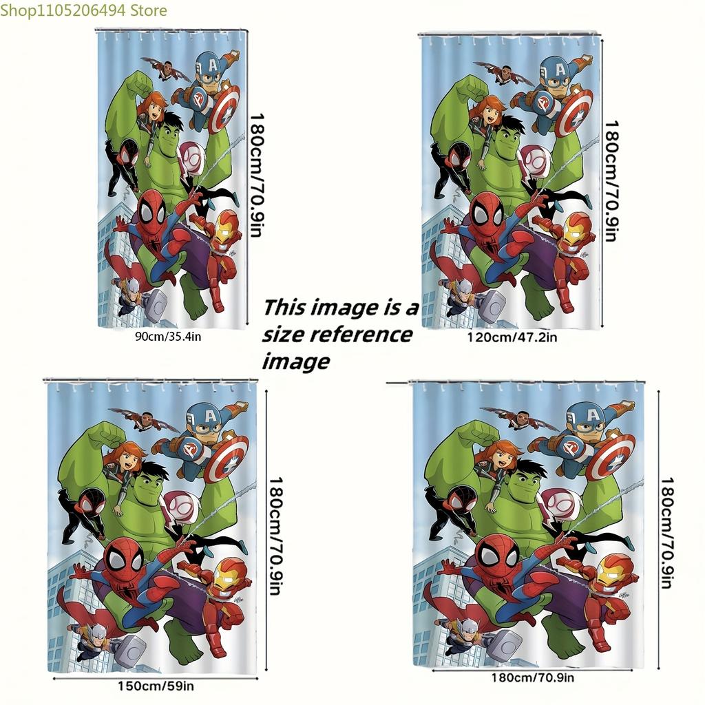 A Printed Shower Curtain Featuring a Superhero Design, Made of Durable Polyester Fabric, Suitable for Cozy Home Bathrooms And