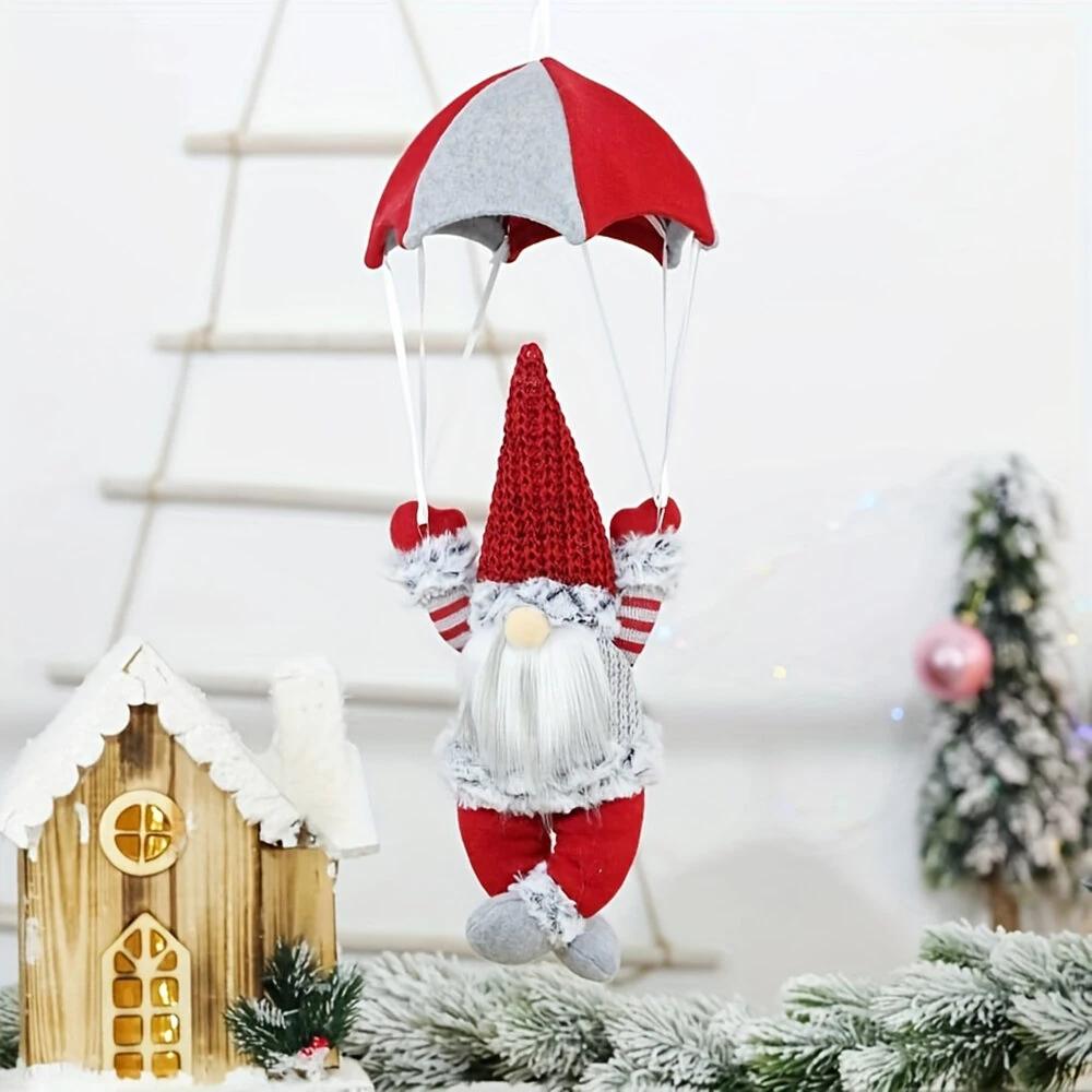 Christmas Scene Decorations Faceless Parachuting Old Man Parachute Window Hanging Decoration Gifts