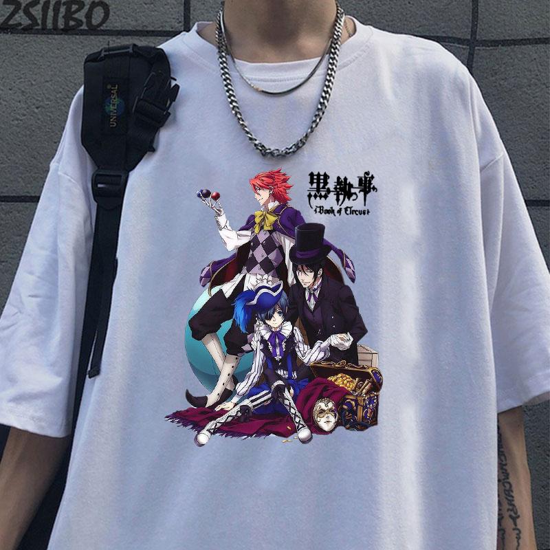 Hot Anime Black Butler Sebastian Michaelis Ciel Phantomhive Printed T-shirts Men Women Summer Casual Short Sleeved T-shirts