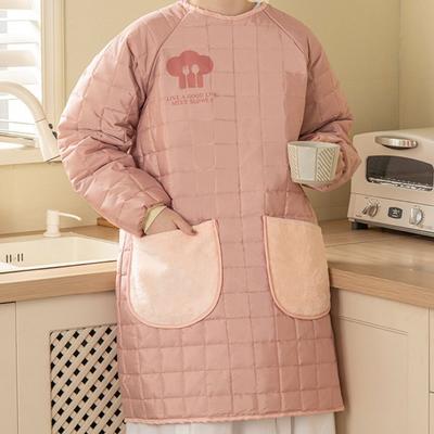 Thickened Kitchen Cooking Apron Stain-proof Waterproof Long-sleeved Apron with Pocket Wear-resistant Dust-proof Smock Apron