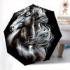 Horse Portrait Theme 8 Bone Hand Automatic Folding Umbrella, Compact and Portable Design, A Perfect Gift for Birthday, Christmas or Business