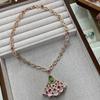 Luxury Fan Necklace Ruby Inlaid Fan Elegant Ladies Fashion Dinner Set