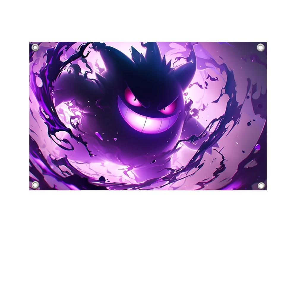 1PC Gengar Flag Banners Four Hole Flag Polyester Outdoor Decor Room Aesthetic