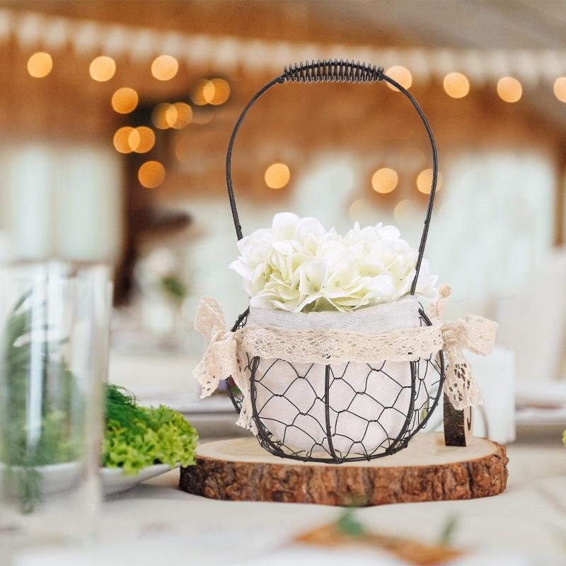 Iron Flower Baskets For Wedding Favors Floral Arrangement Flower Basket Succulent Greenery Baskets