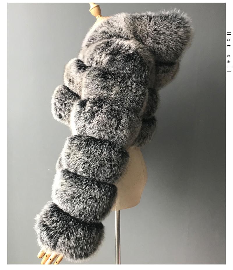 Fur jacket women's short new autumn and winter hooded splicing imitation fur coat fox hair long-sleeved splicing