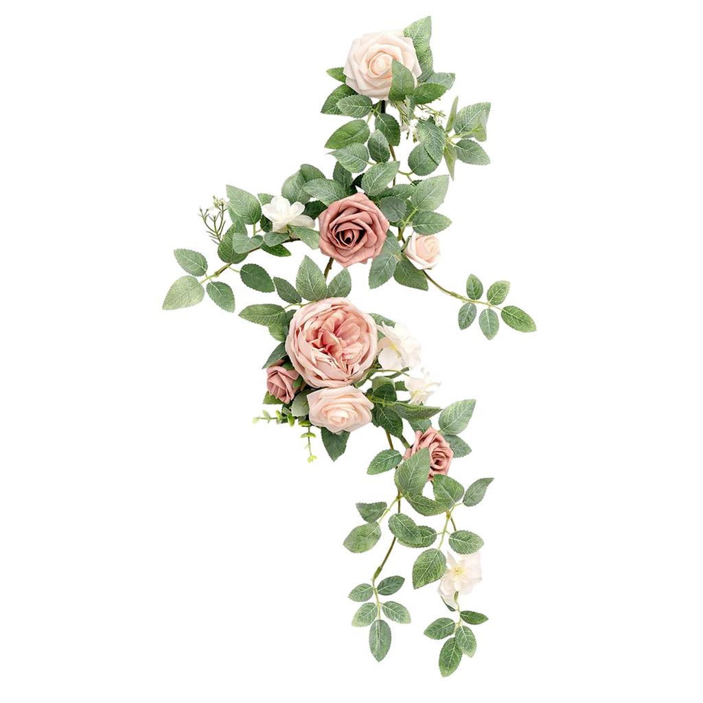 Artificial Flower Swag Handmade Rustic Floral Swag Backdrop Green Leaves Silk Flower for Backdrop Arbor Wall Party Reception