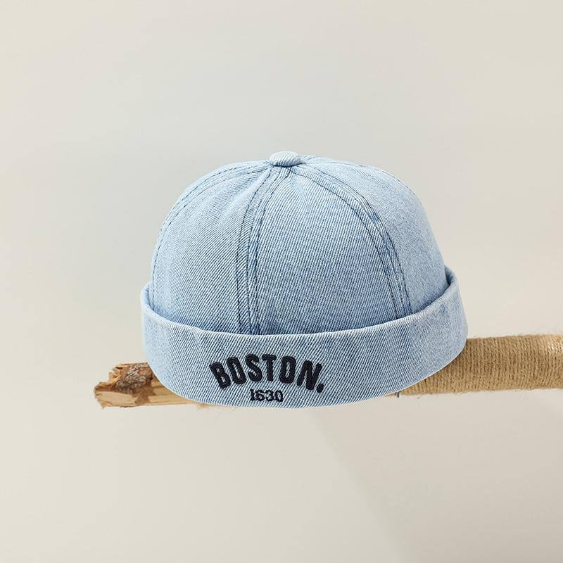 

Синяя джинсовая шапка-дыня, детская шапка-купол без полей, детская шапка-бини на шнурке, модная детская шапка-шляпка в стиле хип-хоп, кепки-докеры