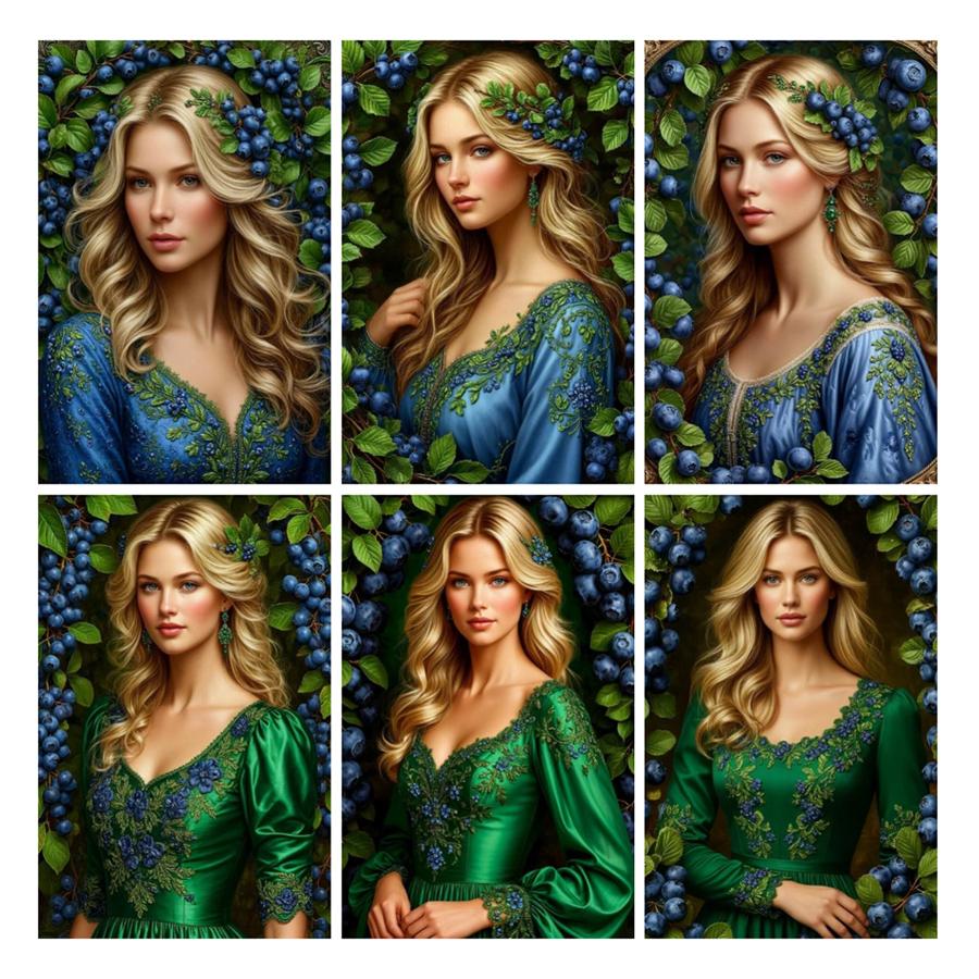 Diamond Painting New Collection Beautiful Woman and Blueberry Diy Full Square Round Drill Rhinestone Embroidery Sale Girl Mosaic Cross Stitch Kits