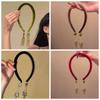 Flocking Vintage Hair Hoop Luxury Ethnic Style Headband Trendy Bell Tassel Hairband  Banquet