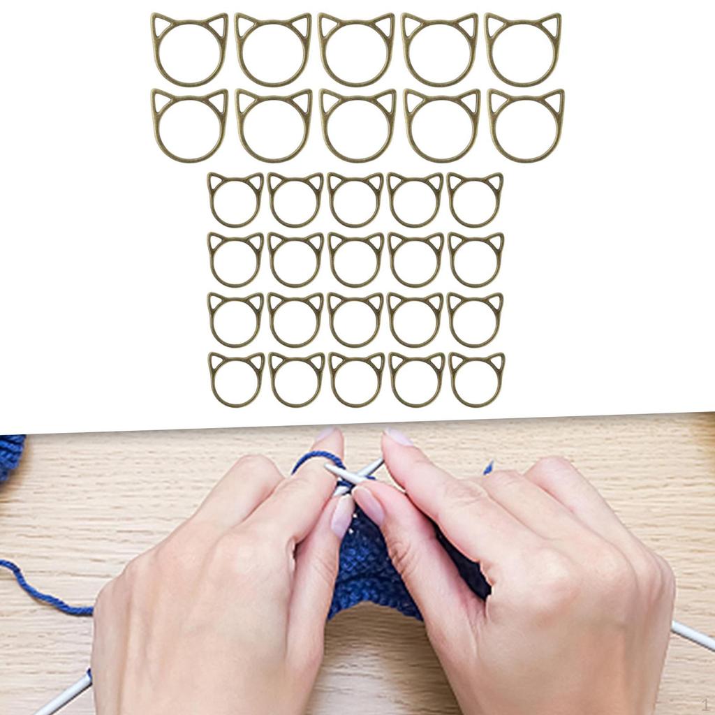 30 Pieces Locking Stitch Markers Set Zinc Alloy Cute Charms Rings Crochet Accessories for