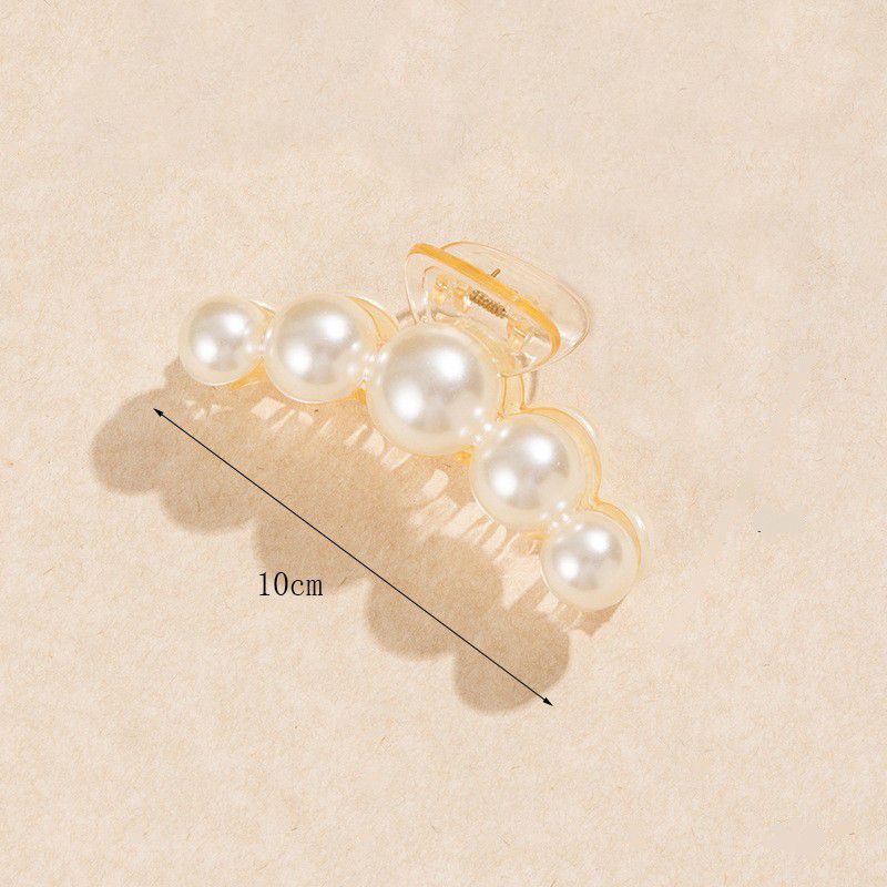 Half-Up Hair Metal Small Side Hair Clip Imitation Pearl Texture Elegant Back of the Head Shark Clip Hair Accessory