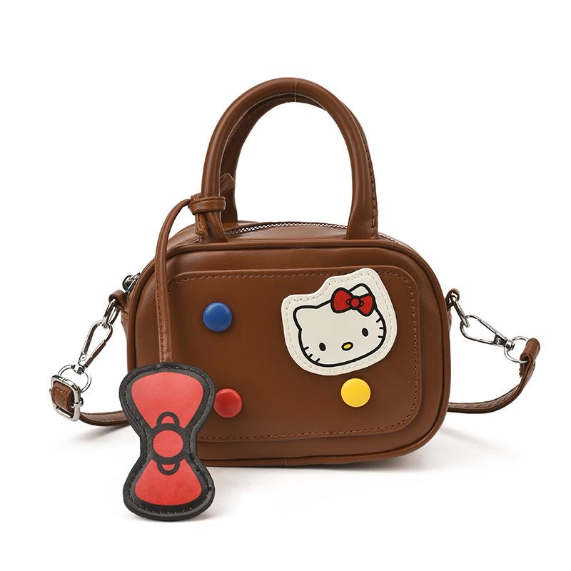 Cartoon Kitten Crossbody Bag for Kids - Mini Bow Shoulder Bag for Girls