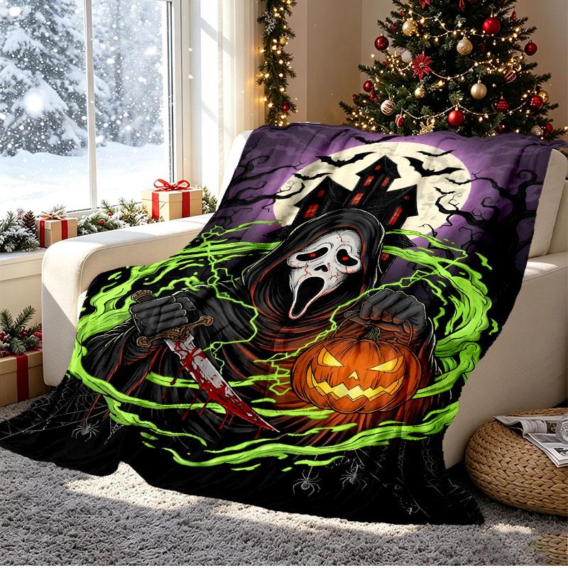 The Nightmare Before Christmas Mønster Tæppe til Boligindretning, Seng, Sofa, Bilrejse, Camping, Velegnet til Alle Årstider, Fødselsdags-Julegave