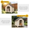 Raised Dog Kennel with Sloped Roof and Air Vents, PP, 88x78x89 cm, Beige and Dark Brown