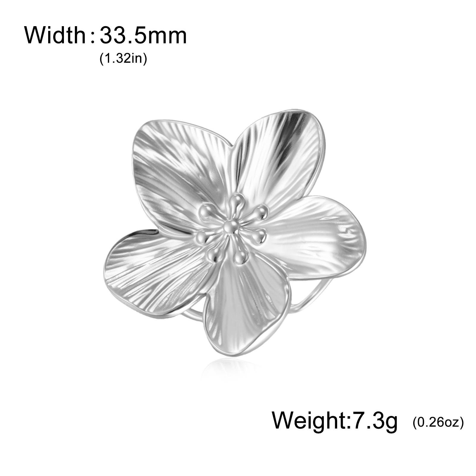 

Teamer Bohemian Flower Open Ring For Women Stainless Steel Gold Color Adjustable Rings Fashion Floral Jewelry Wedding Gift resizable