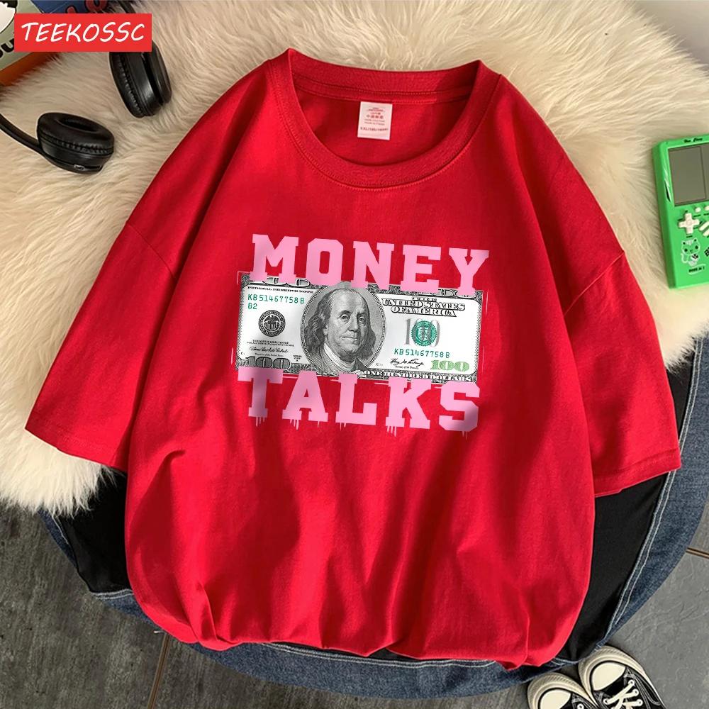 The Power of Money Determines Women's Fashion 100% Pure Cotton T-shirt Design Casual T-shirt High-end Street Short Sleeve
