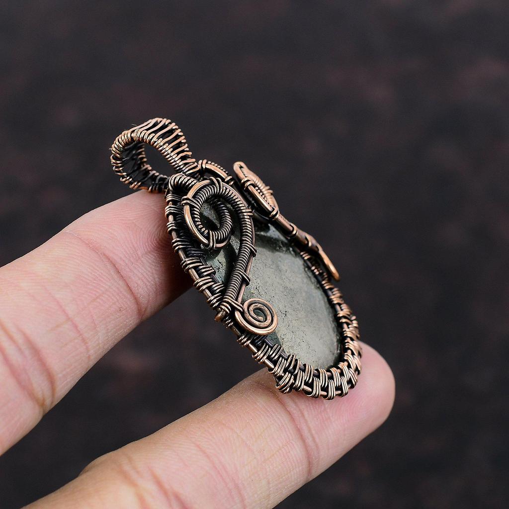 Pyrit Edelstein Anhänger Kupferdraht gewickelter Anhänger Handgefertigter Anhänger Pyrit Schmuck Bestes Design Anhänger Geschenk für Freund Kupferdraht Schmuck