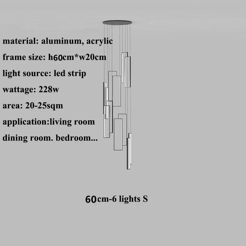 Modern Minimalist Staircase Chandelier Geometric Rectangular LED Chandelier Nordic Luxury Duplex Attic Lighting Home Appliance