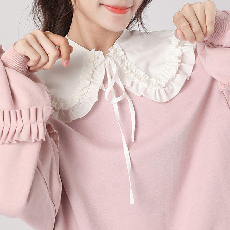 Japanese Women Girls Lolita Doll Double Layer Ruffles Fake Collar Shoulder Wrap