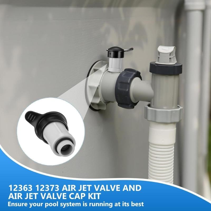 2Pcs 12363 12373 Air Jet Valves & Caps Ground Pool Air Injection Valves Replacement Caps Pool Air Injector Cover Easy to Use