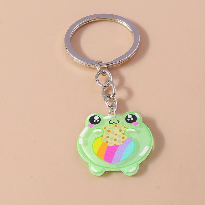 Lovely Acrylic Frog Keychain Men Women Animal Keyring Pendants for Car Key Holder Handbag Decor Handmade Jewelry Gifts