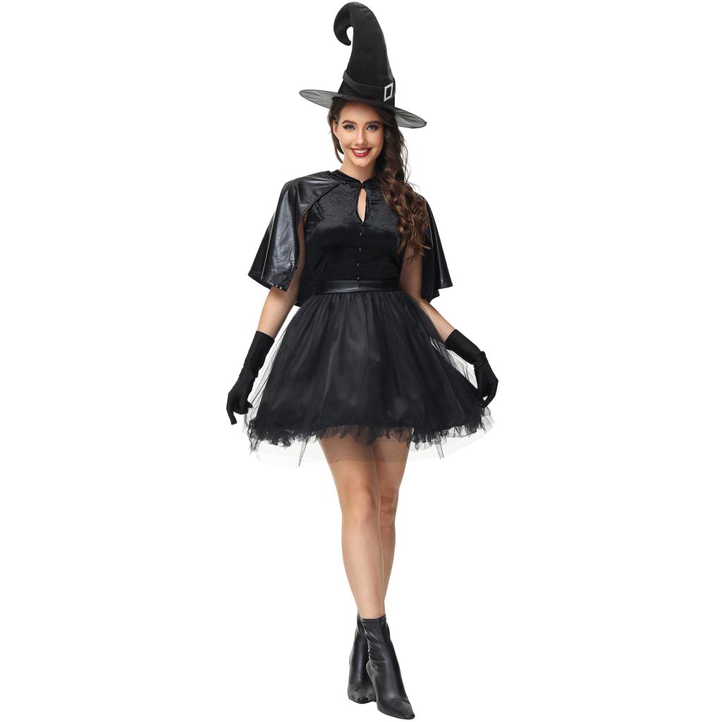 Disfraz de bruja con capa de fiesta oscura SL, disfraz de bruja malvada de Halloween, uniforme de vampiro para festival de fantasmas COS