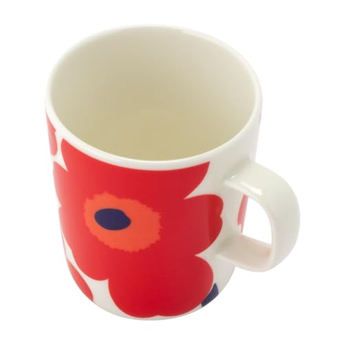 Marimekko Tasse Weiß/Rot OIVA/UNIKKO 2,5 dl weiß rot Tasse Nordisches Geschirr Küchentisch