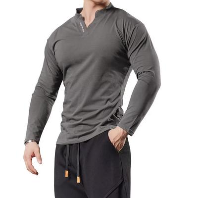 KULIXI Gym Slim Long Henley Training Long Sleeve Size M Men's T-Shirt, V-Neck, Fit, Sleeve, T-Shirt, Wear, Sports, Casual, Hoodie, Sweatshirt,