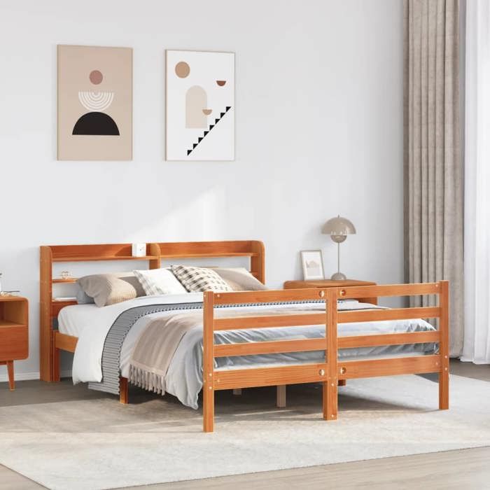 VidaXL Cadre de lit sans matelas cire marron 120x190cm bois pin massif 3306657