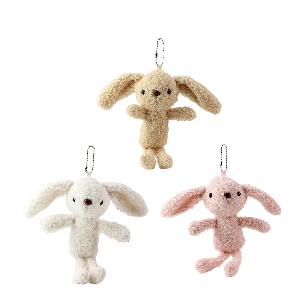 Plush Big Ear Rabbit Keychain Lovely Decorations Keyring Ornament Backpack Handbag Charm Pendant Gift for Girls Women