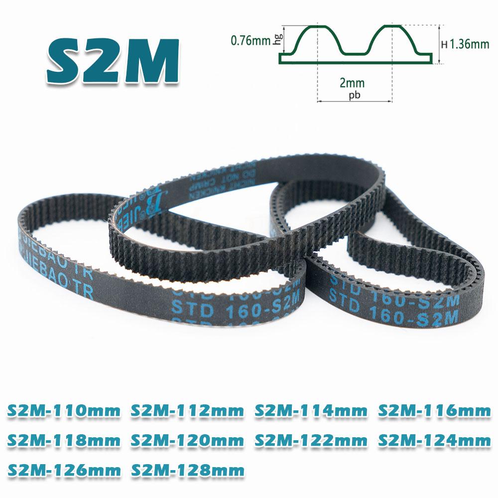 S2M Timing Belt Width 4~20mm Rubber Transmission Closed Loop Perimeter 110 112 114 116 118 120 122 124 126 128mm 2M CNC Drive