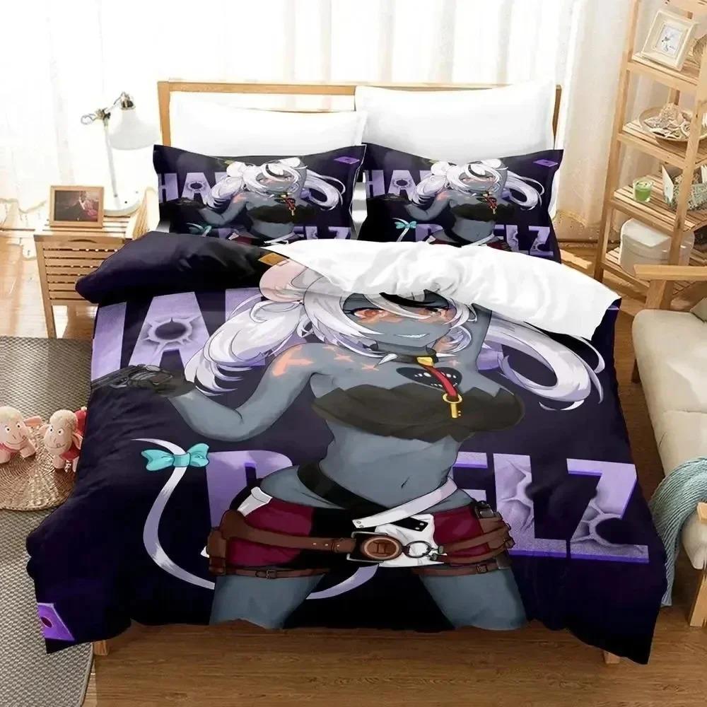 3D Print Hakos Baelz Anime Beding Set Bedrom Soft Modern Bedspreads Comefortable Children Kids Soft Duvet Cover Comfortable Quilt Cover And Pilowcase