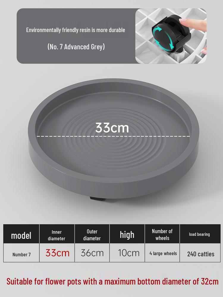 Mobile Flower Pot Tray with Universal Wheels – Green Plastic Plant Base