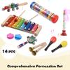 14Pcs Wooden Percussion Instruments Set Musical Instruments Interesting Interactive Games Hand Eye