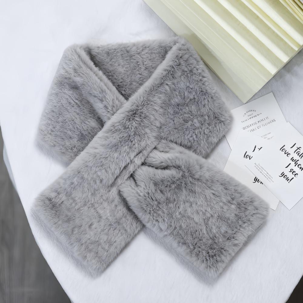 Soft Cross Scarf Solid Color Neck Warmer All‑match Plush Scarf Autumn Winter