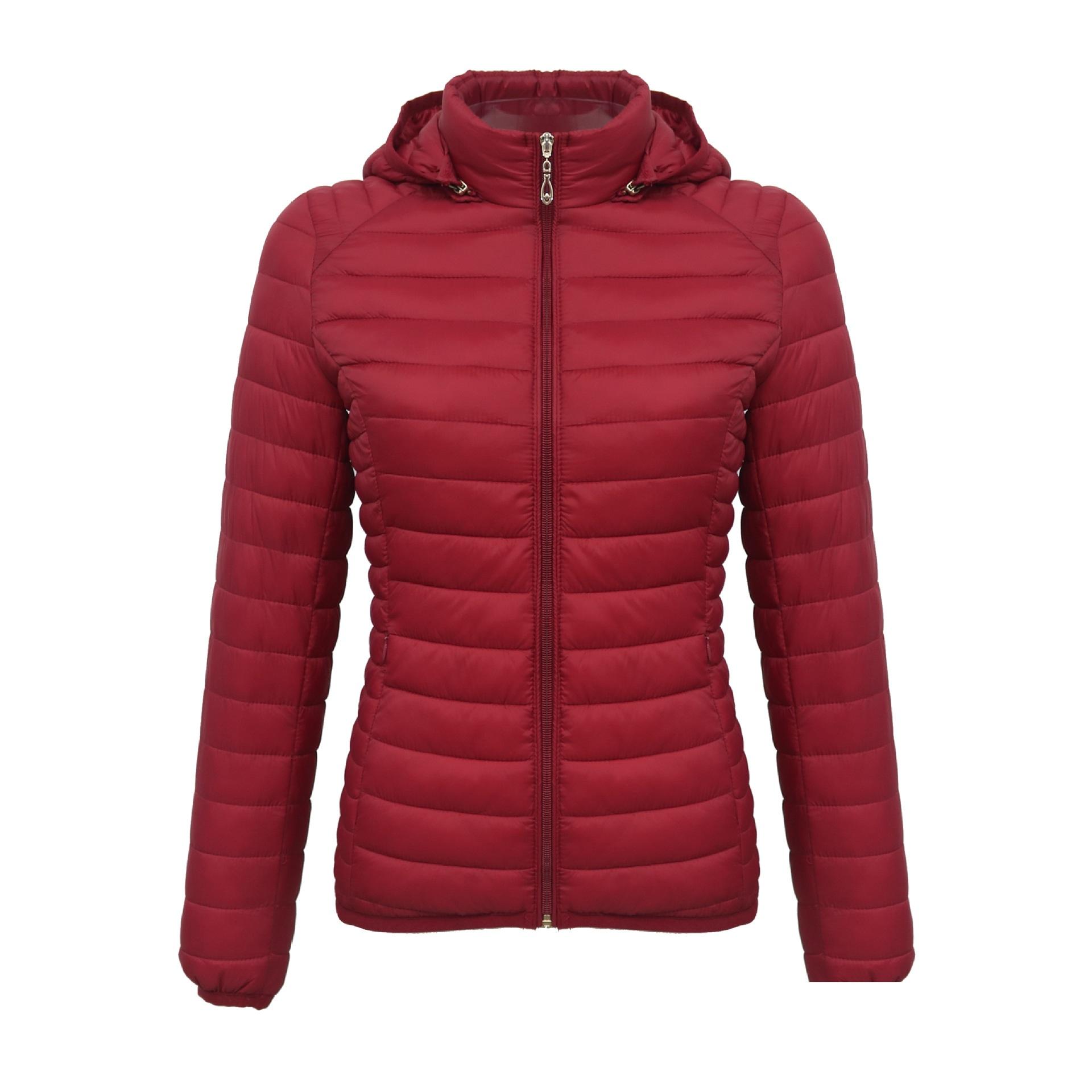 

Зимова парка Ультралегка стьобана пухова куртка Жіноче пальто Капюшон Для вулиці Тепла Легка Верхній одяг з сумкою для зберігання M червоний