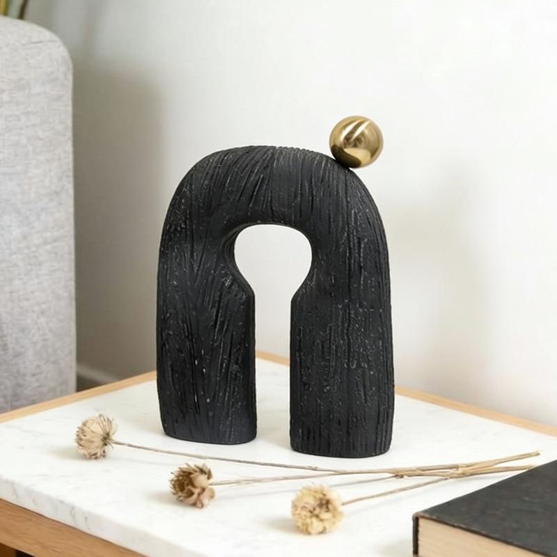Modern Abstract Art Wood Grain Resin Ornaments N-shaped Creative Home Decoration Accessories Resin Crafts Aesthetic Decoration