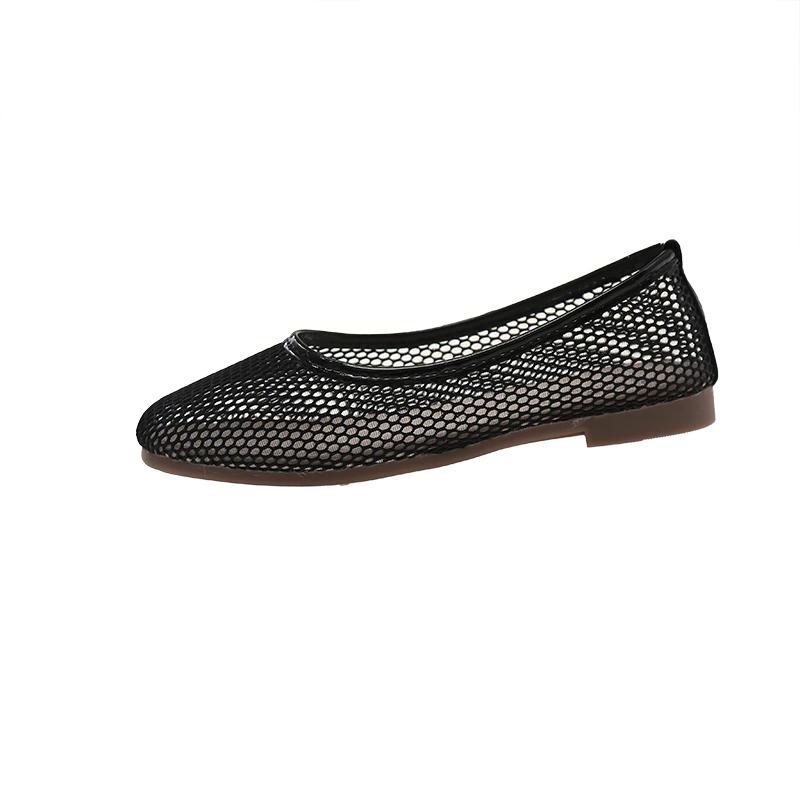 

Модные сетчатые туфли Мэри Джейн для женщин 2025 Весна Новинка Нишевые С круглым носком С мелким вырезом Плоские балетки Женские сандалии 35