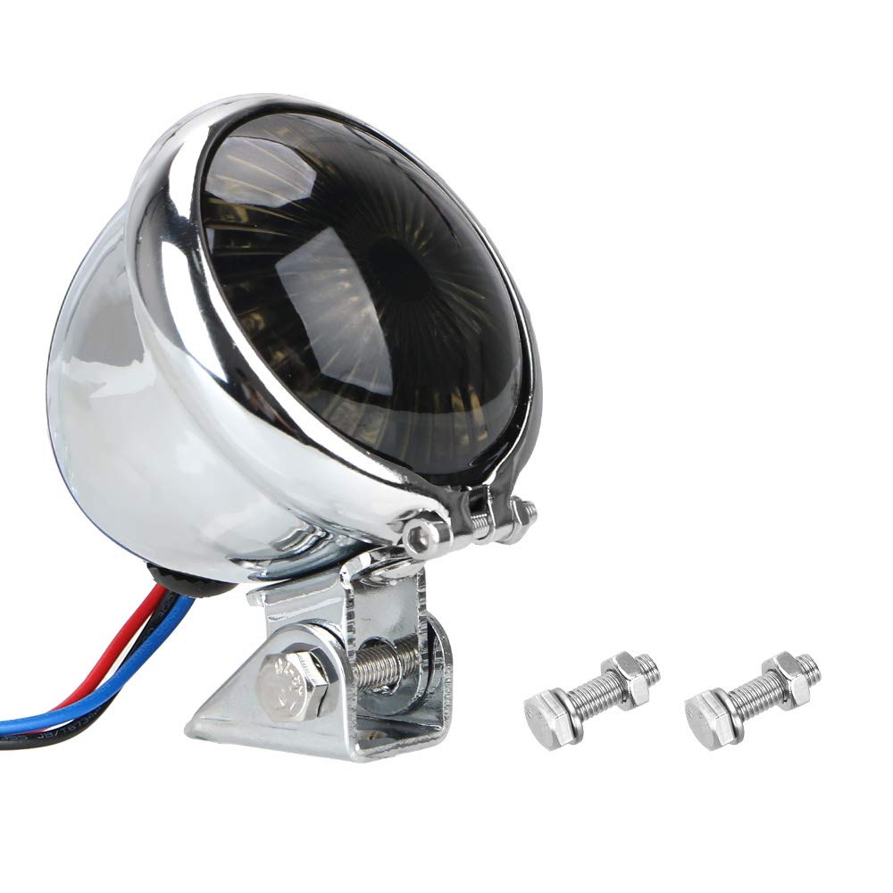 YIBO Motorcycle Red LED Adjustable Cafe Racer Style Stop Tail Light Bike Brake Rear Lamp Tail Light Chopper (Silver)