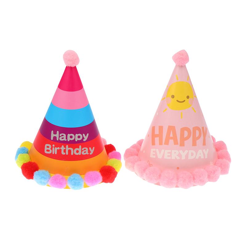 10Pcs/Bag Happy Birthday Party Hats Rainbow Diy Handmade Cap Crown Baby Shower Decoration Boy Girl Birthday Party Photo Props